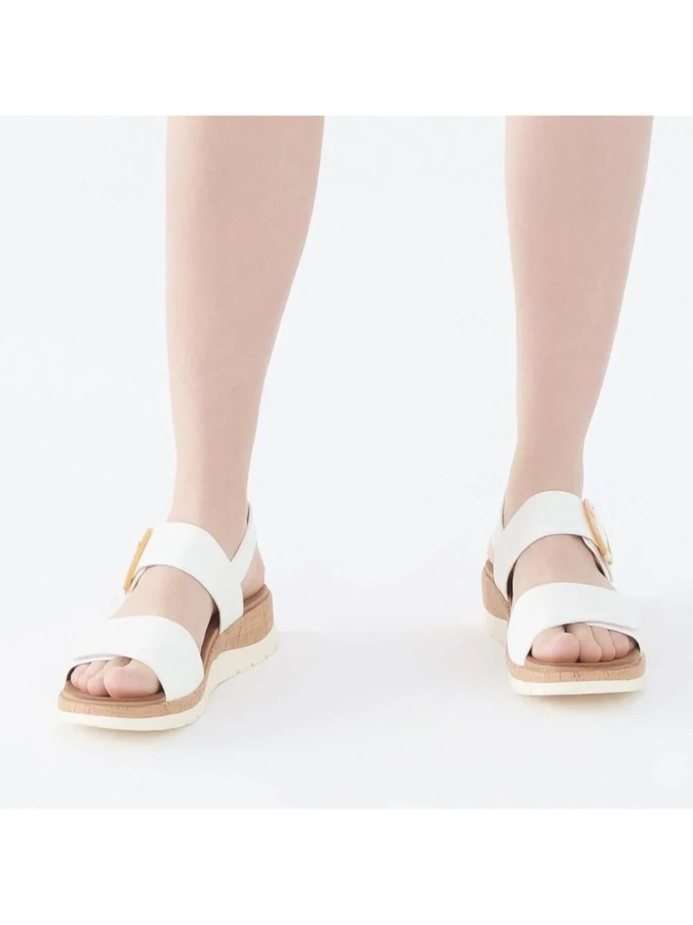 UBFEN Women's White Summer Open Toe Adjustable Instep and Ankle Straps Sandals